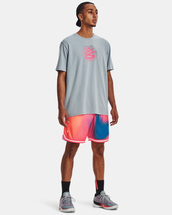 Men's Curry Heavy Mesh 8" Shorts in Pink image number 2